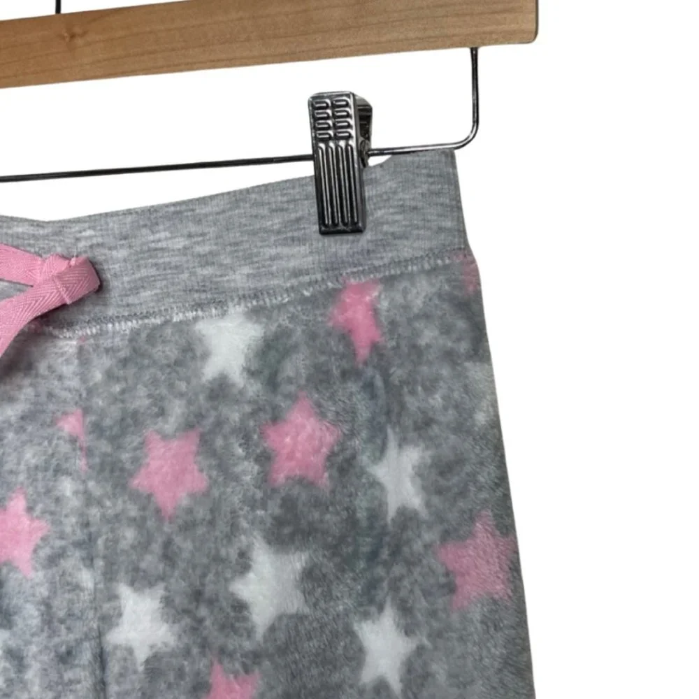 BCBG GIRLS | Gray Fuzzy Star Pink & White Print Lounge Pants | Size L